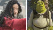 Cena do live-action de "Mulan" e cena do filme "Shrek" - Divulgação/Disney/DreamWorks