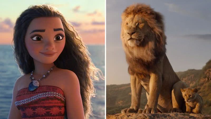 Moana, Mufasa e Simba, personagens das animações Dinsey - Reprodução/ Disney