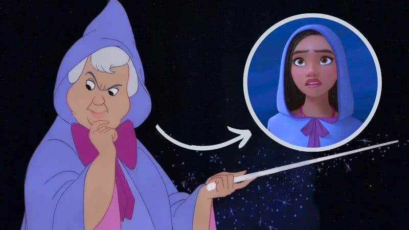 Fada Madrinha de 'Cinderela' e Asha de 'Wish: o Poder dos Desejos' - Reprodução/Disney