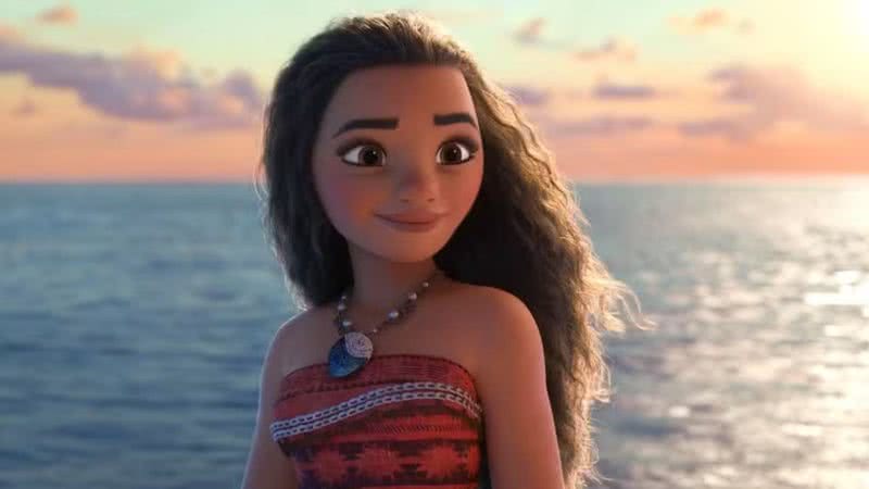 Moana durante uma cena da animação - Reprodução/Disney