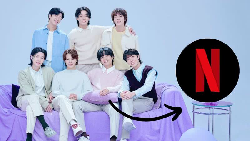 Integrantes do BTS e logo da Netflix - Divulgação/BigHit Music/Netflix