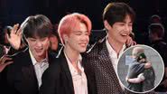 Jin, Jimin e V, do BTS - Kevin Mazur/Getty Images e Reprodução/YouTube/디스패치 / Dispatch