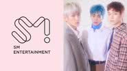 Logo da SM Entertainment e integrantes do EXO-CBX - Divulgação/SM Entertainment