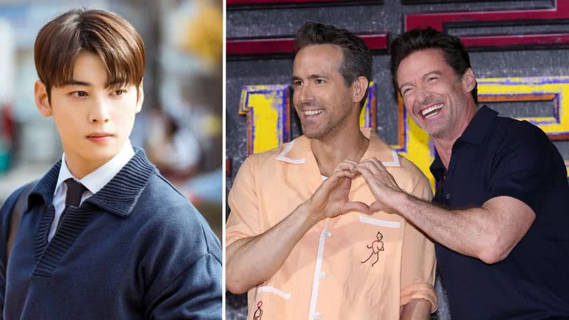 Cha Eun Woo, Ryan Reynolds e Hugh Jackman - Reprodução/MBC TV e Han Myung-Gu/WireImage/Getty Images