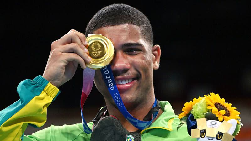 Herbert Sousa, medalhista de ouro da modalidade Boxe nas Olimpíadas 2021 - Luis Robayo - Pool/Getty Images