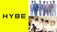 Logo da HYBE e integrantes do BTS e TXT - Divulgação/HYBE/BigHit Music