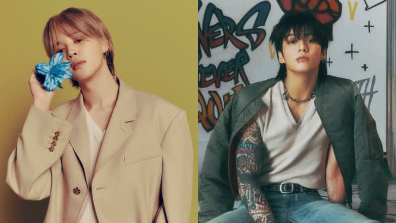 Jimin para seu álbum solo "FACE" e Jungkook para o álbum "GOLDEN" - Divulgação/Big Hit Music