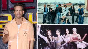 Ryan Reynolds e membros do Stray Kids e BLACKPINK - Han Myung-Gu/WireImage/Getty Images e Divulgação/JYP Entertainment/YG Entertainment