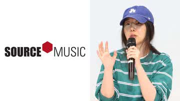 Logo da Source Music e Min Hee Jin, CEO da ADOR - Divulgação/Source Music e Chung Sung-Jun/Getty Images