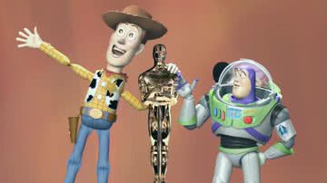 Woody e Buzz, de 'Toy Story', no Oscar de 1996 - Reprodução/YouTube/Restoring the Magic