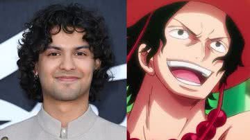 Xolo Maridueña em exibição especial da 6° temporada de "Cobra Kai", em Los Angeles, e Ace no anime de "One Piece" - Steve Granitz/FilmMagic e Reprodução/Toei Animation