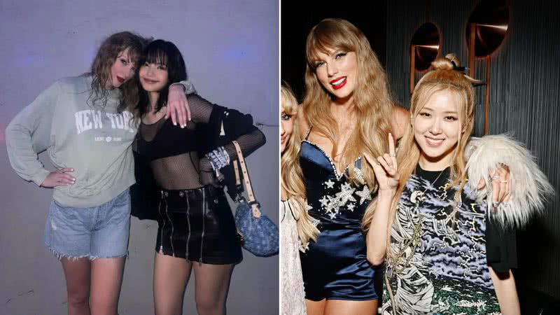 Taylor Swift com Lisa e Rosé, do BLACKPINK - Reprodução/Instagram/lalalalisa_m e Slaven Vlasic/Getty Images