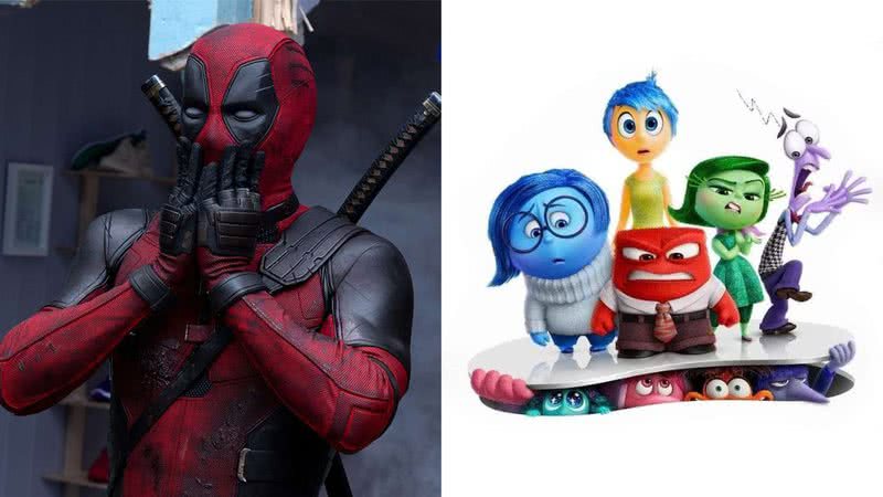 Cena de 'Deadpool & Wolverine' e pôster de 'Divertida Mente 2' - Reprodução/Pixar/Marvel