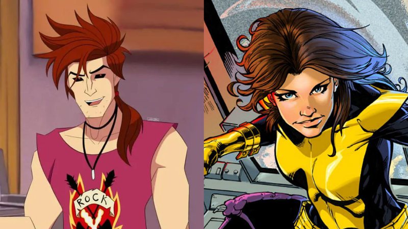 Gambit em "X-Men '97" e Kitty Pryde nas hq's da Marvel - Reprodução/Marvel Animation/Marvel Comics