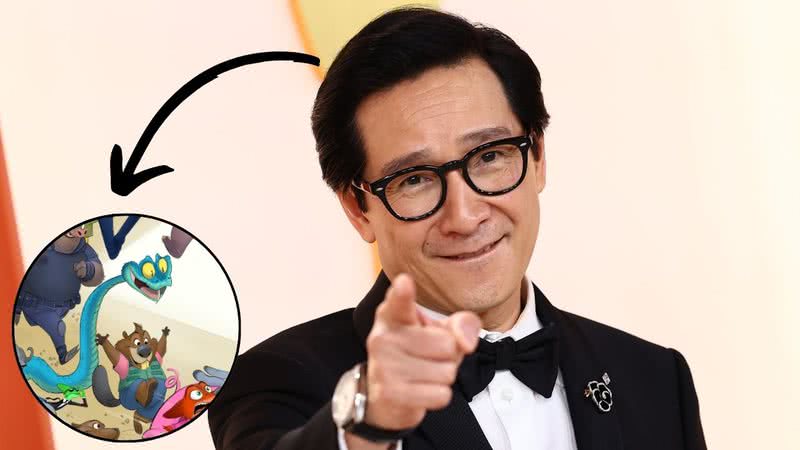 Ke Huy Quan e seu personagem Gary, de 'Zootopia 2' - Arturo Holmes/Getty Images e Divulgação/Disney