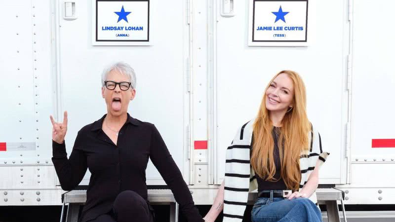 Jamie Lee Curtis e Lindsay Lohan nos bastidores de "Sexta-Feira Muito Louca 2" - Divulgação/Disney