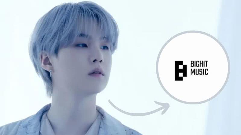 Suga, do BTS e logo da BIGHIT MUSIC - Divulgação/BIGHIT MUSIC