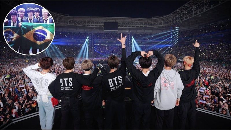 Integrantes do BTS em shows no Brasil - Divulgação/BigHit Music e Reprodução/X/bts_bighit/YouTube/디스패치 / Dispatch