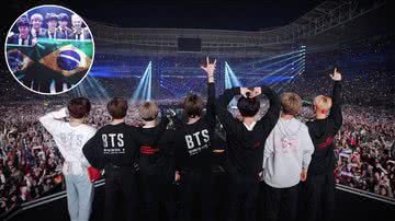 Integrantes do BTS em shows no Brasil - Divulgação/BigHit Music e Reprodução/X/bts_bighit/YouTube/디스패치 / Dispatch