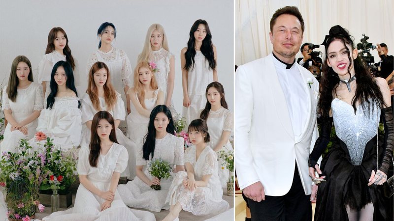 Integrantes do LOONA, Elon Musk e Grimes - Divulgação/Blockberry Creative e Dia Dipasupil/WireImage/Getty Images