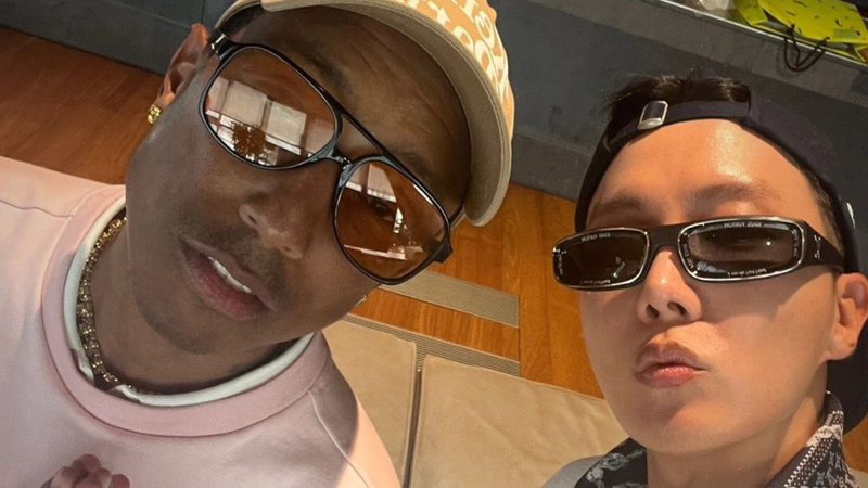 Pharrell Williams e J-Hope, do BTS - Reprodução/Instagram/uarmyhope