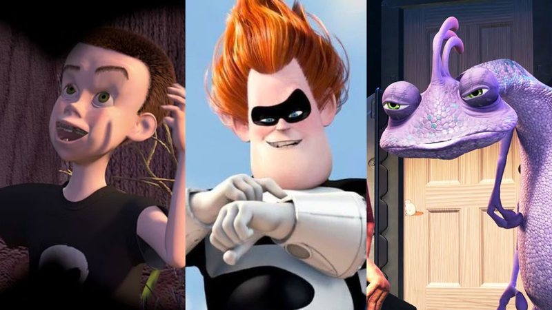 Sid de "Toy Story", Síndrome de "Os Incríveis" e Randall de "Monstros S.A" - Reprodução/Pixar