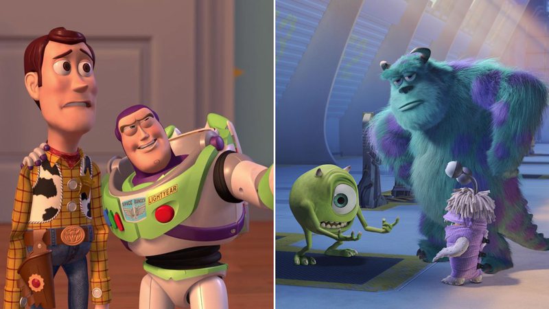 Cena das animações 'Toy Story 2' (1999) e 'Monstros S.A' (2001) - Reprodução/Pixar