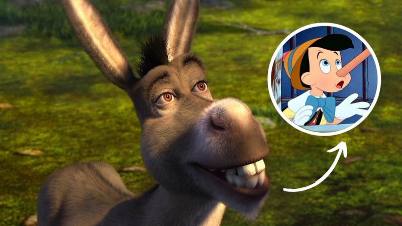 Burro, de "Shrek" e protagonista de 'Pinóquio" - Reprodução/Disney/DreamWorks