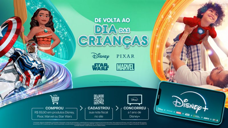 Imagem promocional da campanha de Dia das Crianças da Disney - Divulgação/Disney