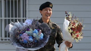 J-Hope durante dispensa oficial do serviço militar sul-coreano - Han Myung-Gu/Getty Images