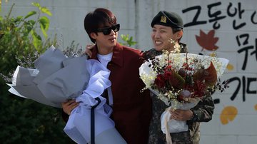 Jin durante dispensa militar oficial de J-Hope - Han Myung-Gu/Getty Images