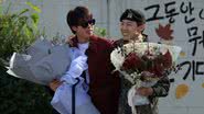 Jin durante dispensa militar oficial de J-Hope - Han Myung-Gu/Getty Images