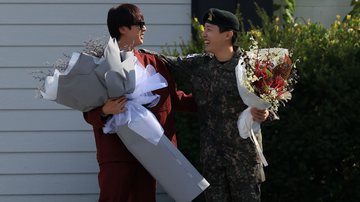 Jin durante dispensa militar oficial de J-Hope - Han Myung-Gu/Getty Images