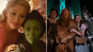 Cenas dos filmes 'Wicked' (2024) e 'O Mágico de Oz' (1939) - Reprodução/Universal Pictures/MGM