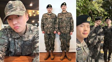 Integrantes do WINNER, BTS e MONSTA X em alistamento militar - Reprodução/Weverse/Instagram