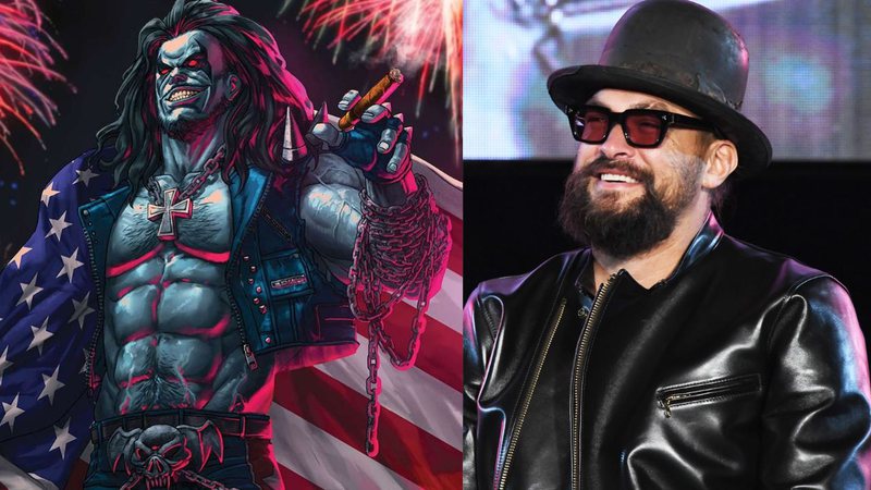 Personagem Lobo da DC Comics e ator Jason Momoa - Reprodução/DC Comics e Jun Sato/WireImage/GettyImagens