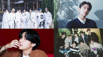 Stray Kids, Joshua, do SEVENTEEN, V, do BTS e ZEROBASEONE - Divulgação/WAKEONE Entertainment/BIG HIT MUSIC/JYP Entertainment/PLEDIS Entertainment