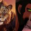 Taka/Scar em pôster de "Mufasa: O Rei Leão" e cena de "O Rei Leão"