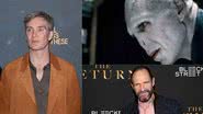 Cillian Murphy, Ralph Fiennes e o personagem Voldmort de Harry Potter - by Alan Chapman/Dave Benett/WireImage/by Dominik Bind/Getty Images/Reprodução Warner Bros.