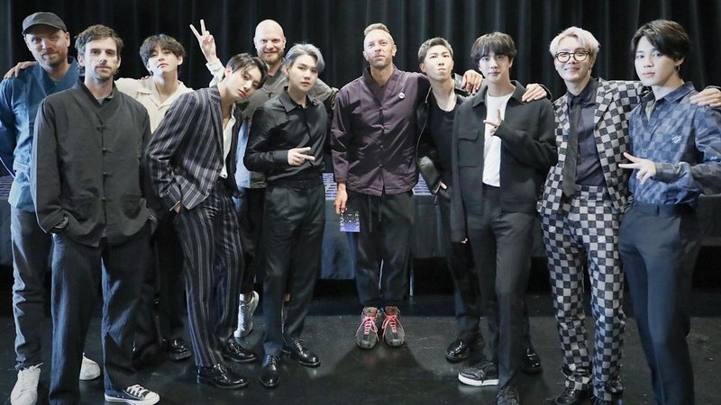 Integrantes do BTS e Coldplay - Reprodução/X/BTS_twt