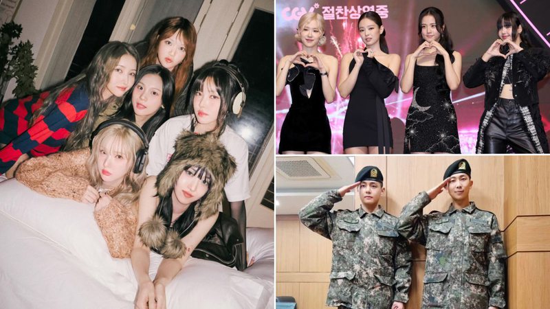 Integrantes do GFRIEND, BLACKPINK e BTS - Divulgação/Source Music/Han Myung-Gu/WireImage e Reprodução/Instagram/rkive