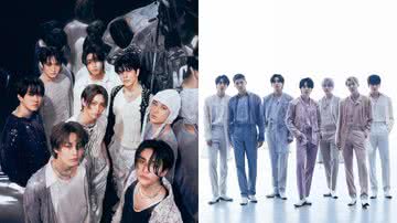 Concept photos do Stray Kids e BTS - Divulgação/JYP Entertainment/BIGHIT Music