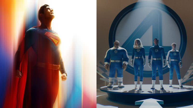 Imagens de 'Superman' e 'Quarteto Fantástico: Primeiros Passos' - Reprodução/Marvel/DC