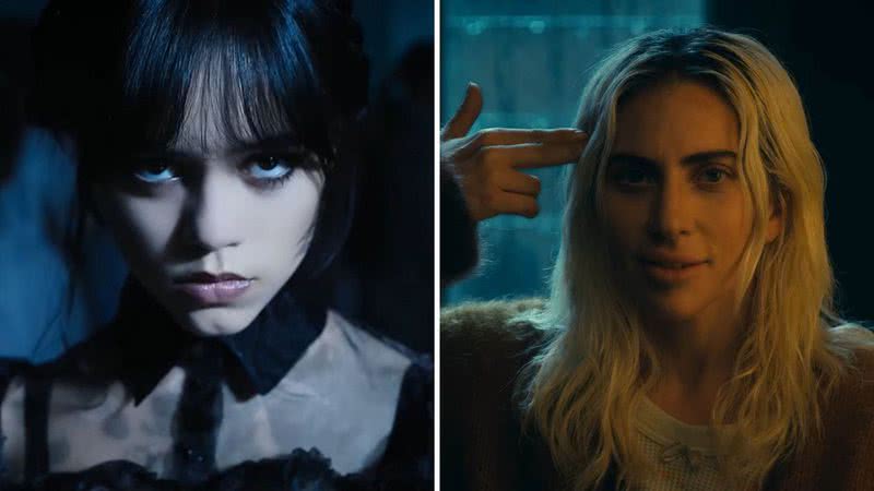 Jenna Ortega como Wandinha e Lady Gaga em 'Coringa 2' - Reprodução/Netflix/Warner Bros. Pictures