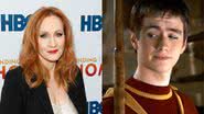J.K Rowling, e Sean Biggerstaff como Oliver Wood em 'Harry Potter e a Pedra Filosofal' (2001) - Taylor Hill/FilmMagic/GettyImages/Reprodução/Warner Bros.