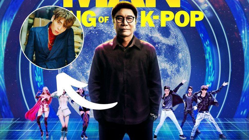 Kim Jonghyun, do SHINee, e pôster oficial de 'Lee Soo Man: King of K-Pop' - Divulgação/SM Entertainment/Prime Video