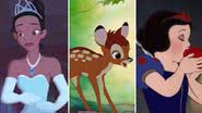 Cenas de 'A Princesa e o Sapo', 'Bambi' e 'Branca de Neve e os Sete Anões' - Reprodução/Disney