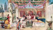 Ilustração de J Williamson de um jantar no império romano - Culture Club/Getty Images