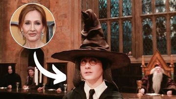 Daniel Radcliffe em 'Harry Potter e a Pedra Filosofal' e J.K Rowling - Reprodução/Warner Bros. Pictures/Mike Marsland/WireImage/Getty Images