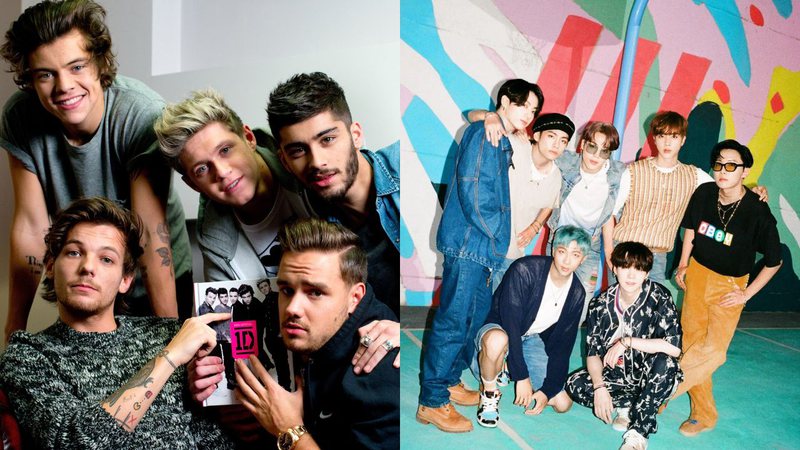 Integrantes do One Direction e do BTS - Karwai Tang/WireImage/GettyImages/BIGHIT MUSIC